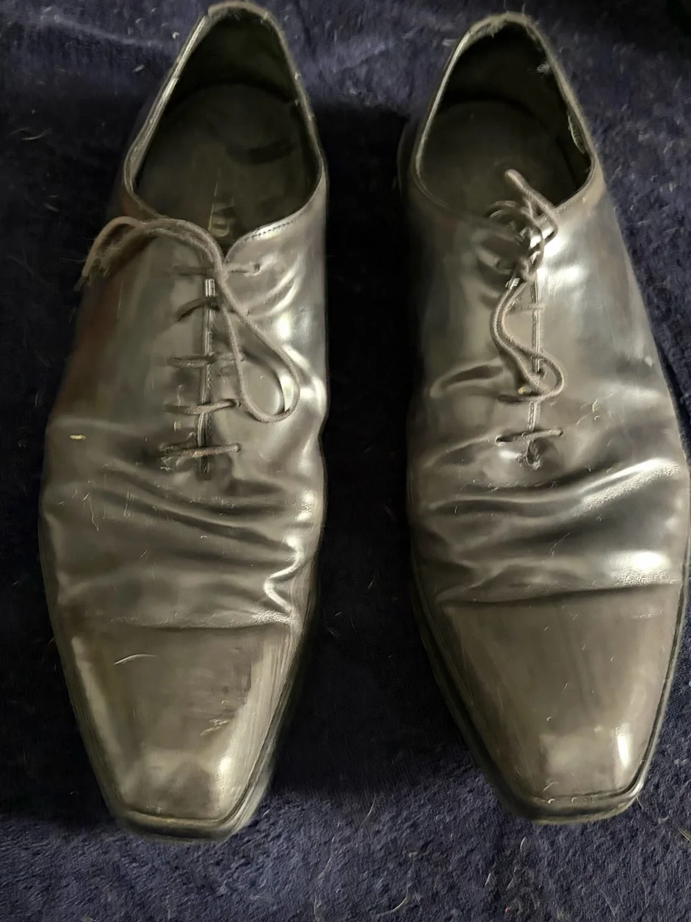 Prada Gray Leather Lace-Up Oxfords